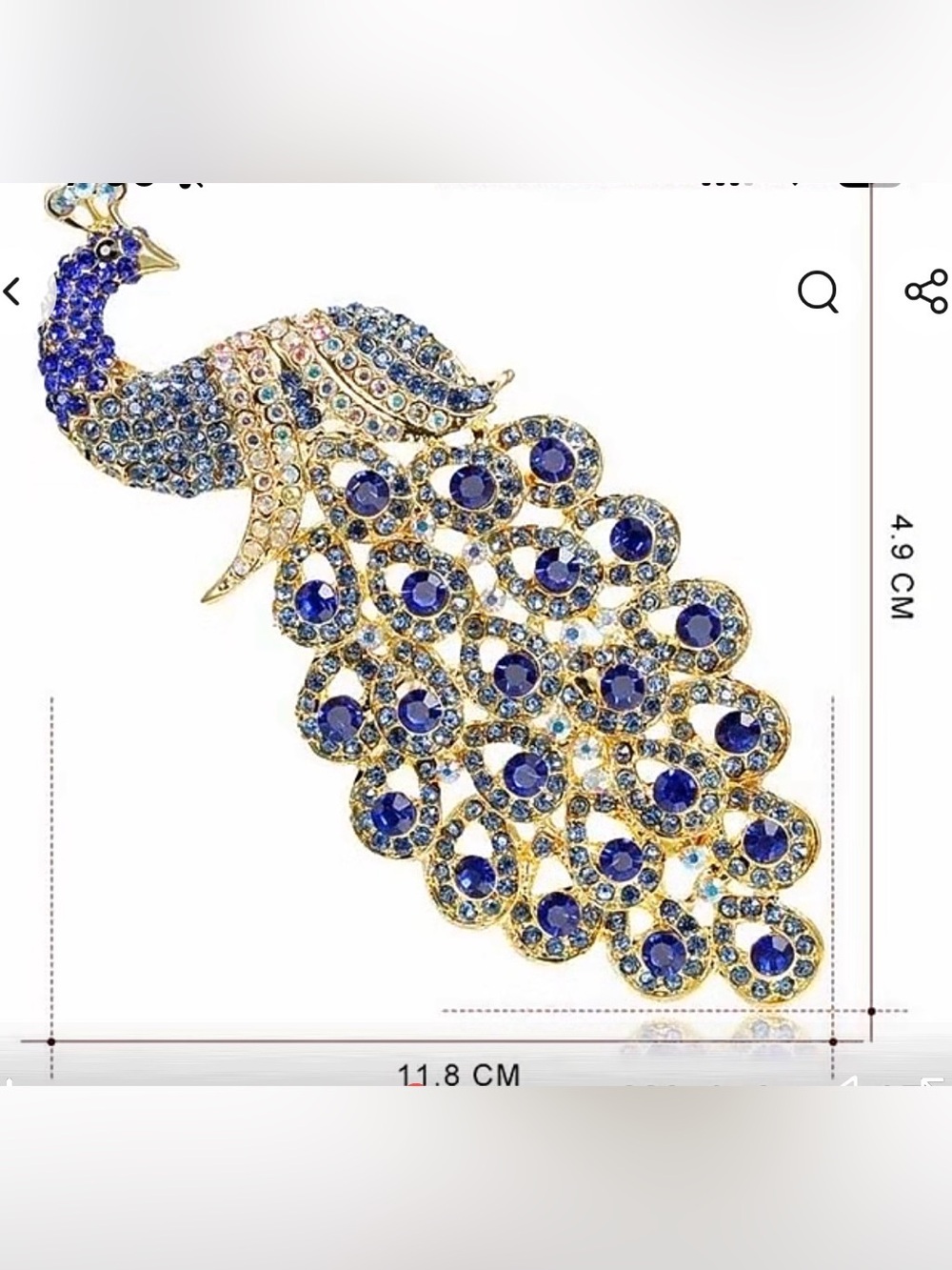 Blue Peacock Brooch - Elegant Women's Jewelry - Picture 3 of 5
